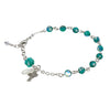 Irish Emerald Clover Shaped Swarovski Crystal Bead Rosary Bracelet