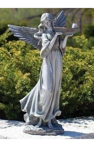 Angel With Birdbath And Butterfly Statue