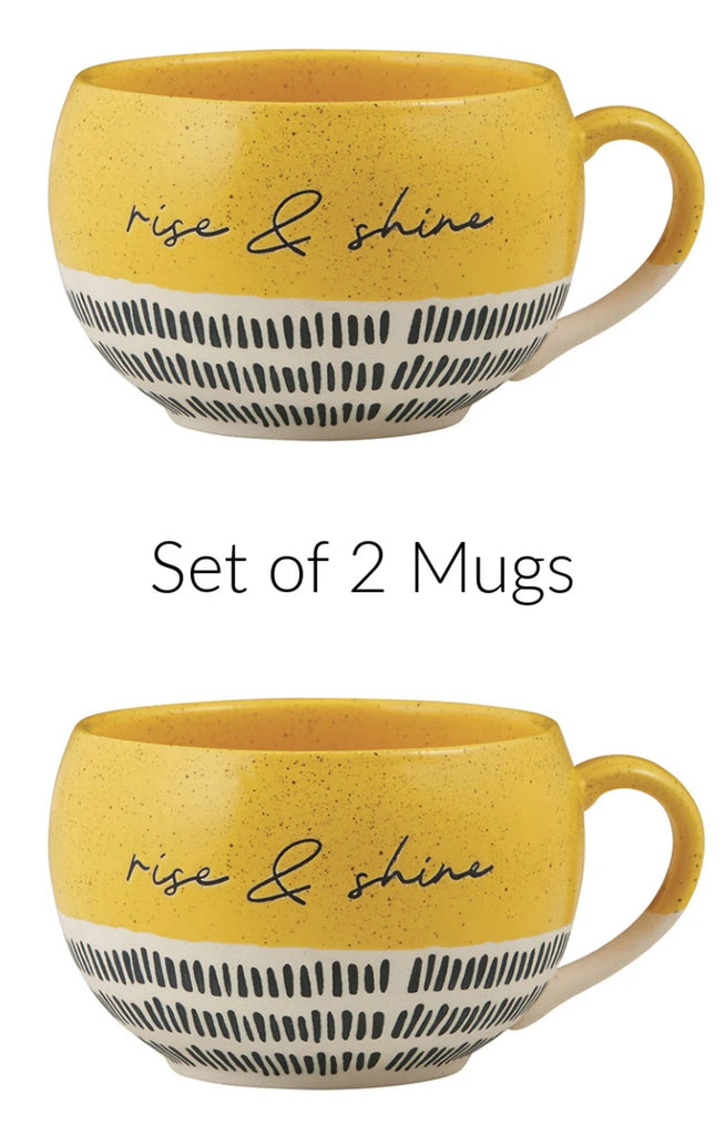 Set of 2 Rise and shine stoneware coffee mugs