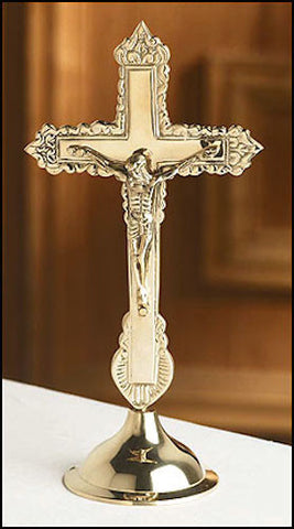 Ornate Brass Standing Altar Cross