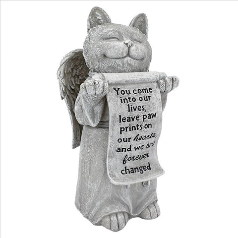 Paw Prints On Our Heart Cat Angel Memorial Statue