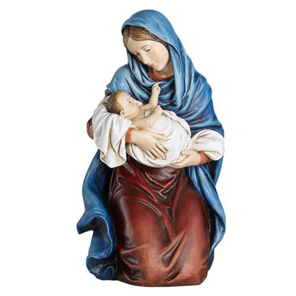 Kneeling Madonna and child statue