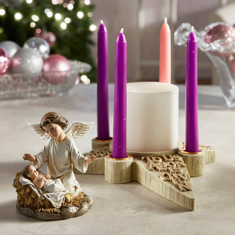 Christmas Angel Two Piece Nativity Angel Advent Candle Holder