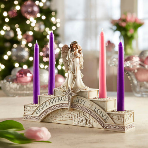 Angel Advent Candle holder Hope Peace Love Joy