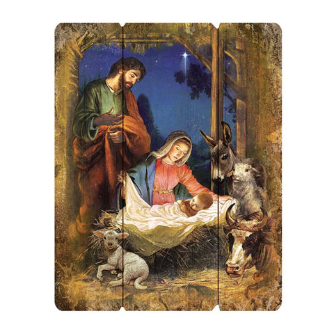 Nativity Scene Wood Pallet Plaque