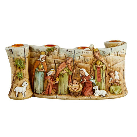 Nativity Scene Scroll Advent Candle Holder