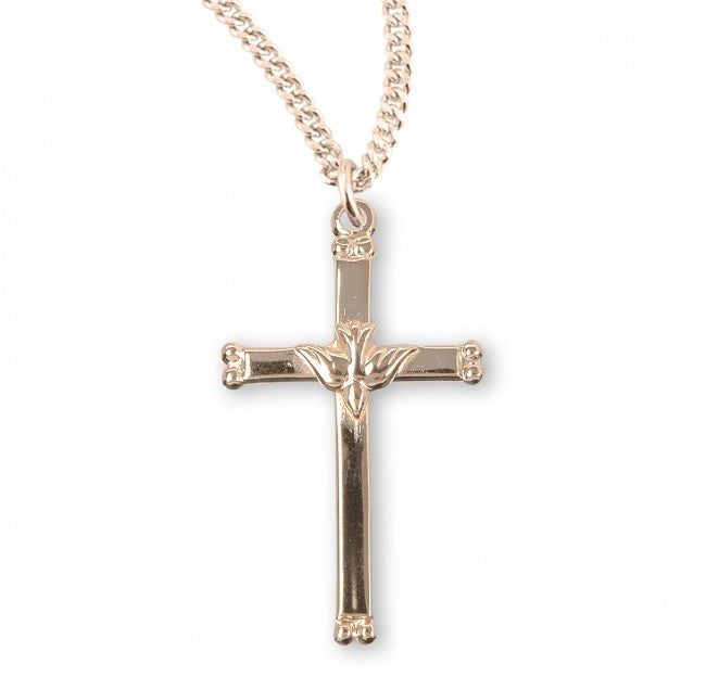 Holy Spirit Dove Cross On Chain Gold Over Sterling Silver 