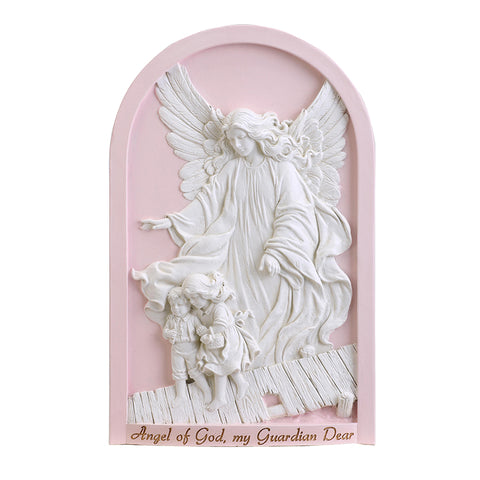 Pink Guardian Angel Wall Plaque