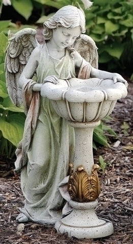 Girl Angel With Solar Bird Bath Garden Or Patio Decor