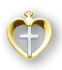 Gold Over Sterling Silver Heart with Cross On Chain