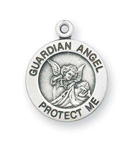 Guardian Angel Protect Me Sterling Silver Devotion Medal On Chain