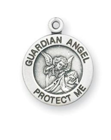 Sterling SIlver Guardian Angel Protection Medal Baptism Or Birth Gift