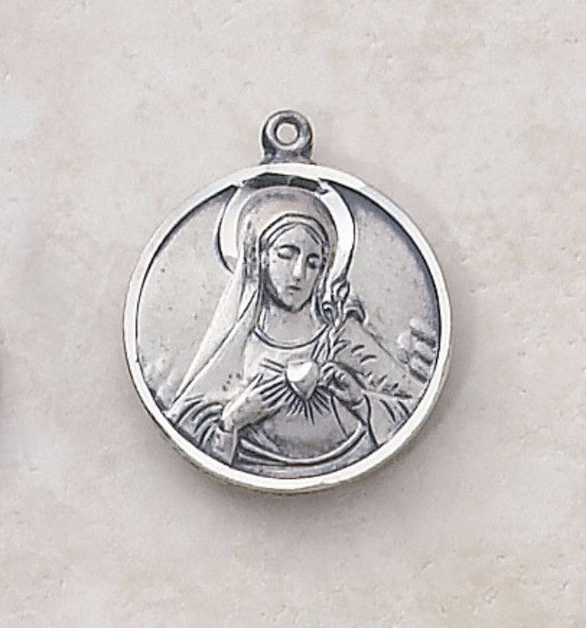 Sterling Silver Immaculate Heart Of Mary Medal On Chain   By Creed