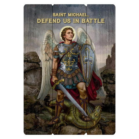 Saint Michael Wooden Wall Plaque Extra Large Size