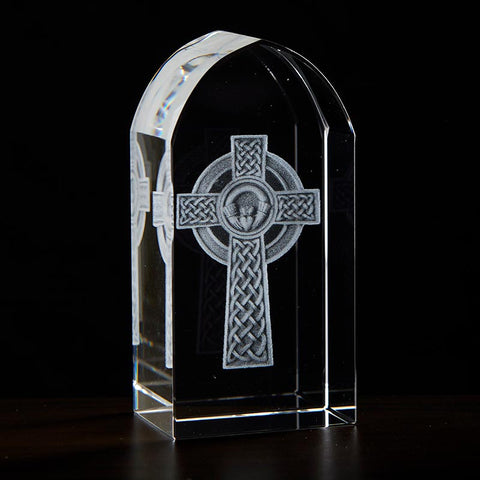 Irish Celtic Crucifix Etched Glass