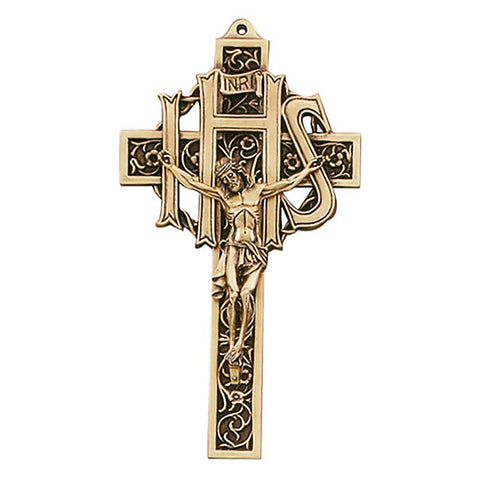 Ornate Jesus Pewter Filigree IHS Crucifix