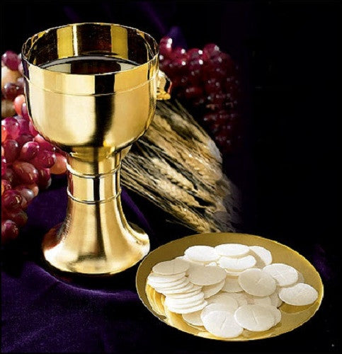 Simple Brass And Gold Matte Finish Chalice With Paten Altar Set