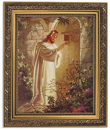 Jesus Knocking On Door Print In Ornate Gold Frame By Warner Sallman