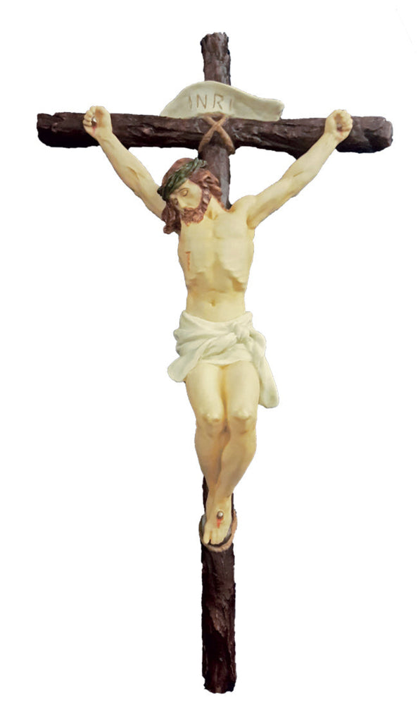 Jesus Hand Painted Wall Cross Large 16 Inch Crucifix