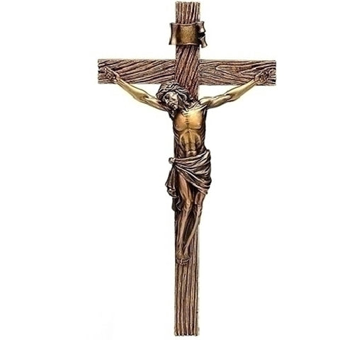 Jesus Antique Style Gold Wall Crucifix   Large size 20" Tall