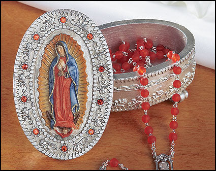 Our Lady of Guadalupe Ornate Rosary Box -  Virgin Mary