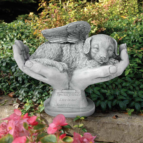 In Gods Hands Dog Memorial Garden Statue
