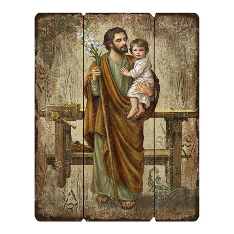 Saint Joseph and Child Pallet Wall Plaque