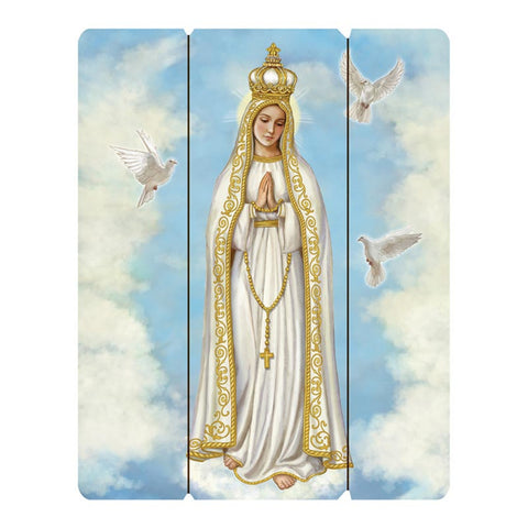 Our Lady Of Fatima Wooden Wall Plaque