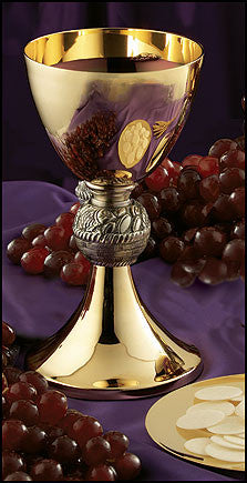 Loaves and Fishes Brass Communion Chalice and Paten
