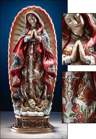 Ornate Brocade Our Lady of Guadalupe Statue