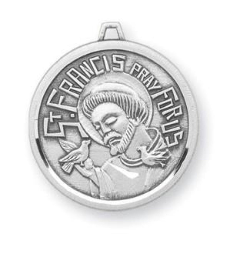 Saint francis french style medal pendant sterling silver