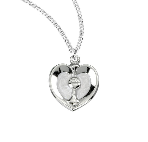Sterling Silver White Heart with a Chalice