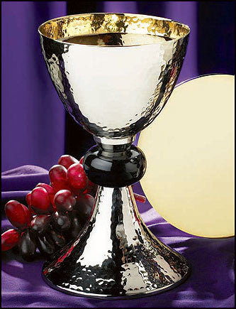 Hammered Chalice With Paten Communion Set