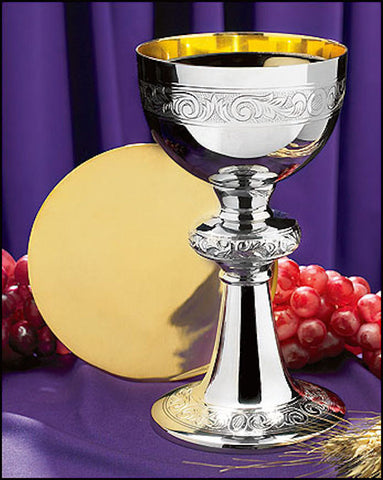 Ornamented Chalice and Paten Communion Set