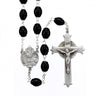 Black Wooden Rosary Miraculous Medal Sacred Heart And St. Christopher Center