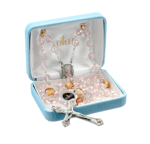 Pink Crystal New England Pewter Rosary
