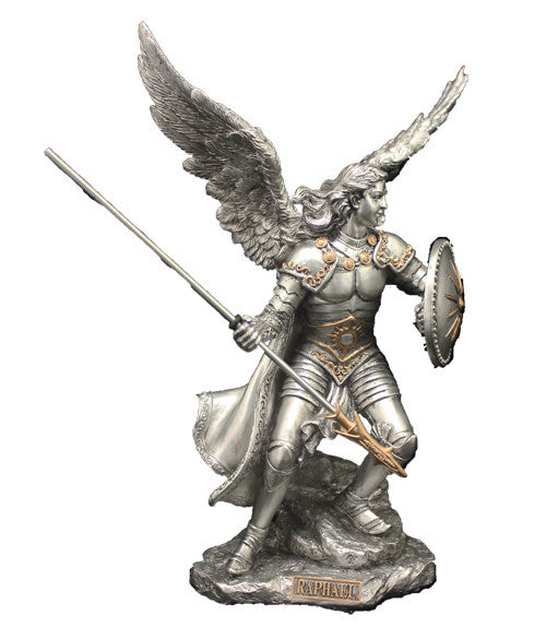 Archangel Raphael Healing Statue Pewter Style   Veronese Collection