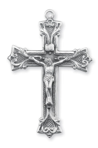 Sterling Silver Gothic Scroll Style Crucifix On Chain