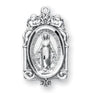 Sterling silver Miraculous Medal with cherubs on chain