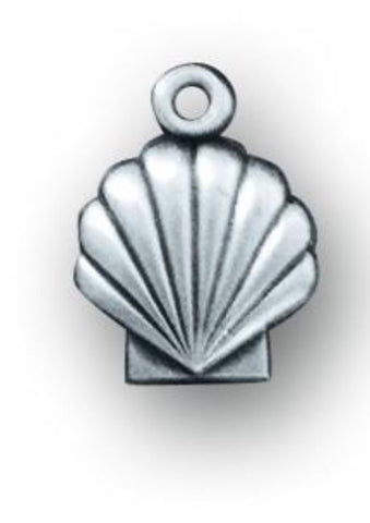 Sterling Silver Baptism Shell On 13 inch Chain  Christian Childrens Gift  Made in USA