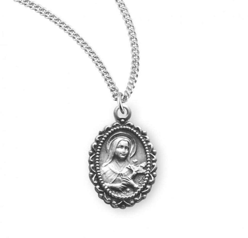 Saint Therese of Lisieux Oval Sterling Silver Medal