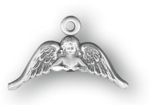 Silver Angel with Wings Medal Hand Engraved Angel Wings