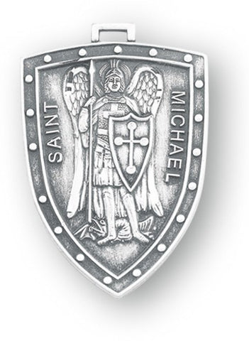 Saint Michael Sterling Silver Shield Medal Made In USA