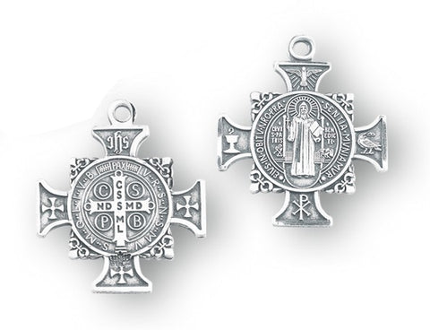 Sterling SIlver Saint Benedict Medal On Chain