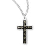 Black foral sterling silver cross on chain