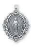 Madonna Sterling Silver  Miraculous Medal On Chain 1-1/4"