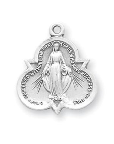 Sterling Silver Miraculous Medal On Chain