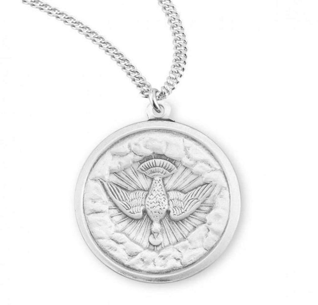 Holy Spirit Sterling Silver Medal On Chain  Confirmation Gift