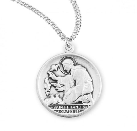 Sterling Silver Saint Francis Medal On Chain