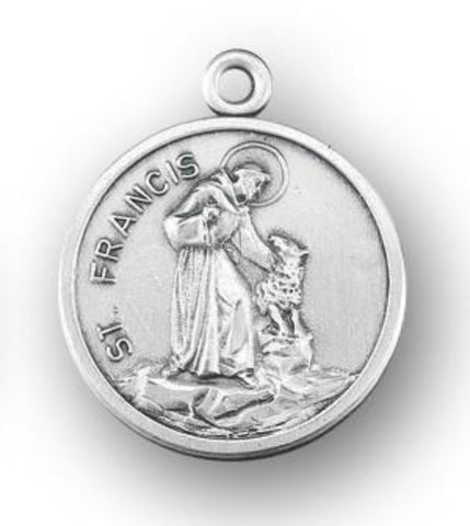 Sterling Silver Saint Francis With Wolf Pendant